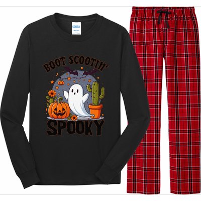 Boot Scootin Spooky Cowboy Halloween Ghost Cute Spooky Long Sleeve Pajama Set