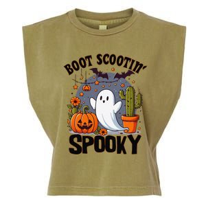 Boot Scootin Spooky Cowboy Halloween Ghost Cute Spooky Garment-Dyed Women's Muscle Tee