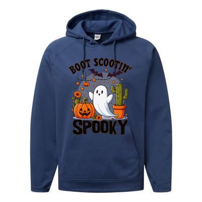 Boot Scootin Spooky Cowboy Halloween Ghost Cute Spooky Performance Fleece Hoodie