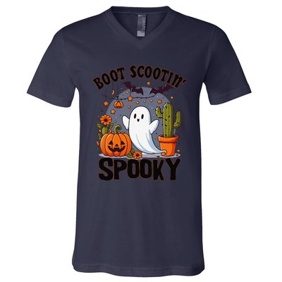 Boot Scootin Spooky Cowboy Halloween Ghost Cute Spooky V-Neck T-Shirt