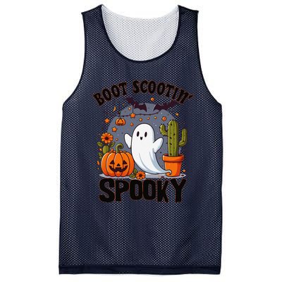 Boot Scootin Spooky Cowboy Halloween Ghost Cute Spooky Mesh Reversible Basketball Jersey Tank