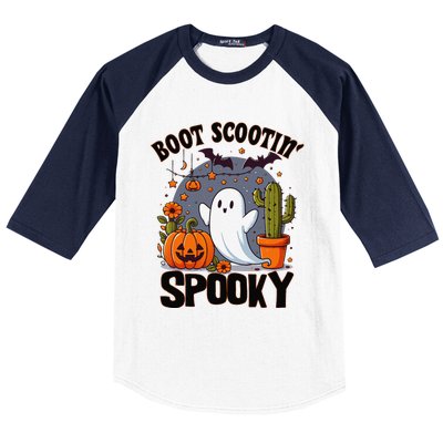 Boot Scootin Spooky Cowboy Halloween Ghost Cute Spooky Baseball Sleeve Shirt