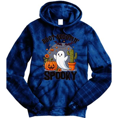 Boot Scootin Spooky Cowboy Halloween Ghost Cute Spooky Tie Dye Hoodie