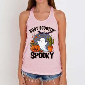 Boot Scootin Spooky Cowboy Halloween Ghost Cute Spooky Women's Knotted Racerback Tank