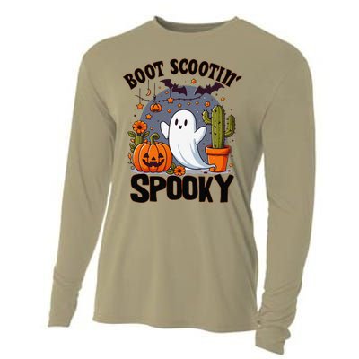 Boot Scootin Spooky Cowboy Halloween Ghost Cute Spooky Cooling Performance Long Sleeve Crew