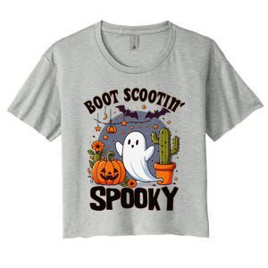 Boot Scootin Spooky Cowboy Halloween Ghost Cute Spooky Women's Crop Top Tee