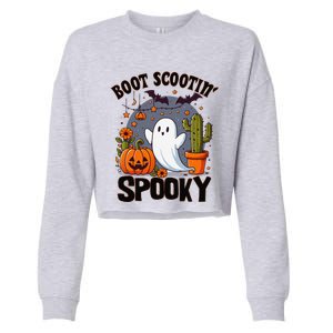 Boot Scootin Spooky Cowboy Halloween Ghost Cute Spooky Cropped Pullover Crew