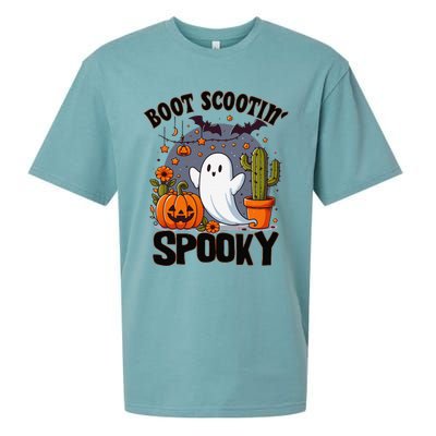 Boot Scootin Spooky Cowboy Halloween Ghost Cute Spooky Sueded Cloud Jersey T-Shirt