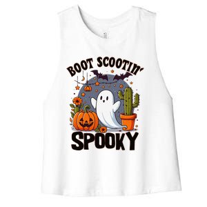 Boot Scootin Spooky Cowboy Halloween Ghost Cute Spooky Women's Racerback Cropped Tank