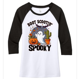 Boot Scootin Spooky Cowboy Halloween Ghost Cute Spooky Women's Tri-Blend 3/4-Sleeve Raglan Shirt