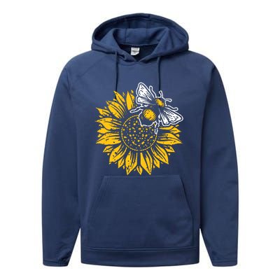 Bumblebee Sunflower Springtime Save The Bees Honeybee Performance Fleece Hoodie