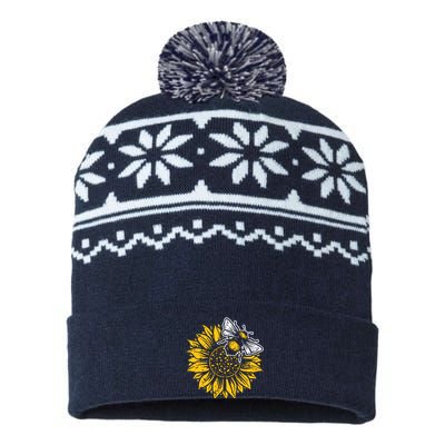 Bumblebee Sunflower Springtime Save The Bees Honeybee USA-Made Snowflake Beanie