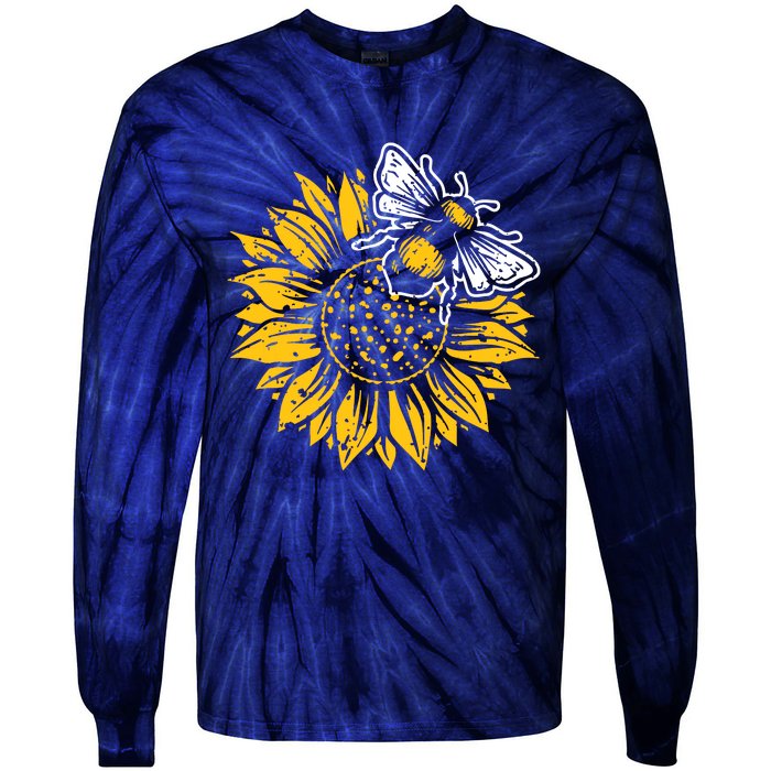 Bumblebee Sunflower Springtime Save The Bees Honeybee Tie-Dye Long Sleeve Shirt