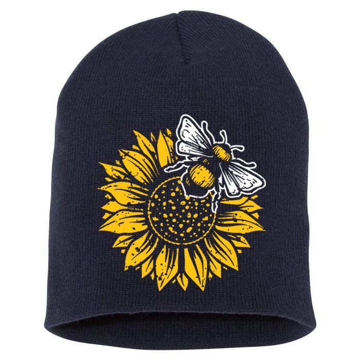 Bumblebee Sunflower Springtime Save The Bees Honeybee Short Acrylic Beanie