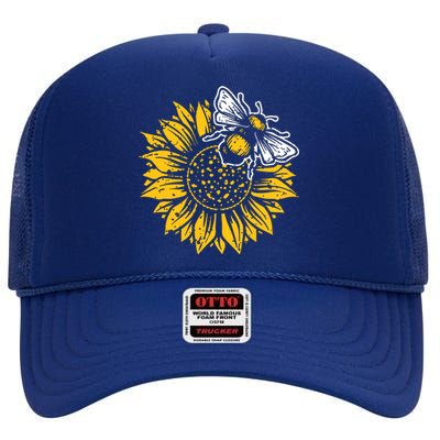 Bumblebee Sunflower Springtime Save The Bees Honeybee High Crown Mesh Back Trucker Hat