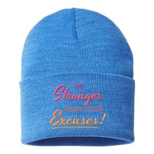 Be Stronger Than Your Excuses Motivational Inspiration Quote Gift Sustainable Knit Beanie