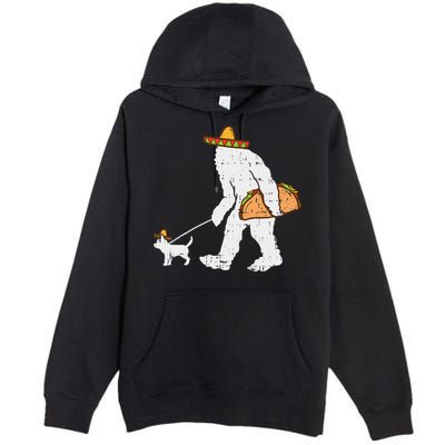 Bigfoot Sasquatch Taco Chihuahua Funny Cinco De Mayo Mexican Premium Pullover Hoodie