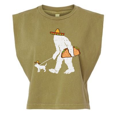 Bigfoot Sasquatch Taco Chihuahua Funny Cinco De Mayo Mexican Garment-Dyed Women's Muscle Tee