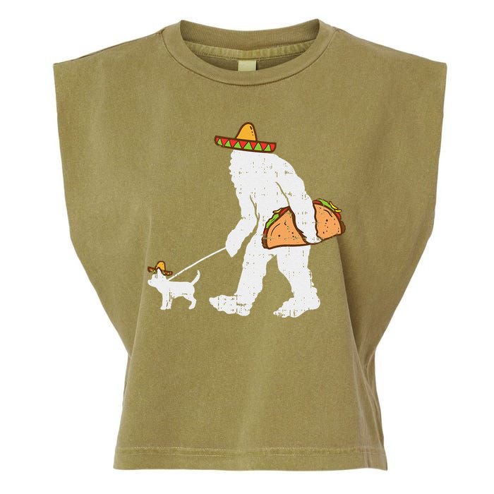 Bigfoot Sasquatch Taco Chihuahua Funny Cinco De Mayo Mexican Garment-Dyed Women's Muscle Tee