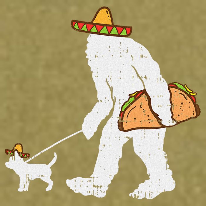 Bigfoot Sasquatch Taco Chihuahua Funny Cinco De Mayo Mexican Garment-Dyed Women's Muscle Tee