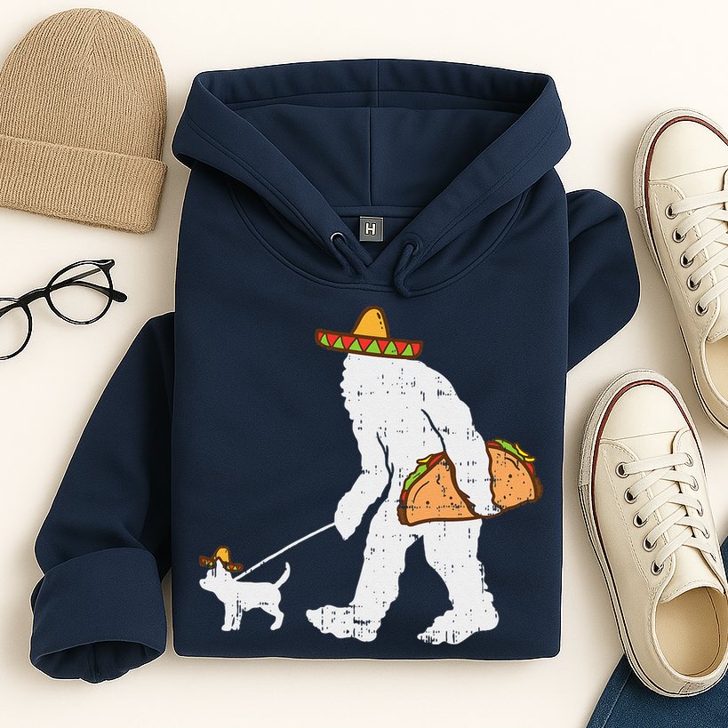 Bigfoot Sasquatch Taco Chihuahua Funny Cinco De Mayo Mexican Hoodie