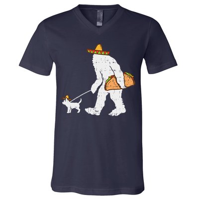 Bigfoot Sasquatch Taco Chihuahua Funny Cinco De Mayo Mexican V-Neck T-Shirt