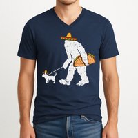 Bigfoot Sasquatch Taco Chihuahua Funny Cinco De Mayo Mexican V-Neck T-Shirt