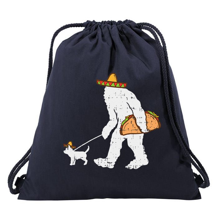 Bigfoot Sasquatch Taco Chihuahua Funny Cinco De Mayo Mexican Drawstring Bag