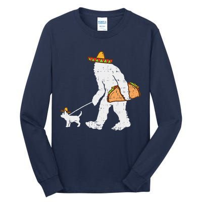 Bigfoot Sasquatch Taco Chihuahua Funny Cinco De Mayo Mexican Tall Long Sleeve T-Shirt