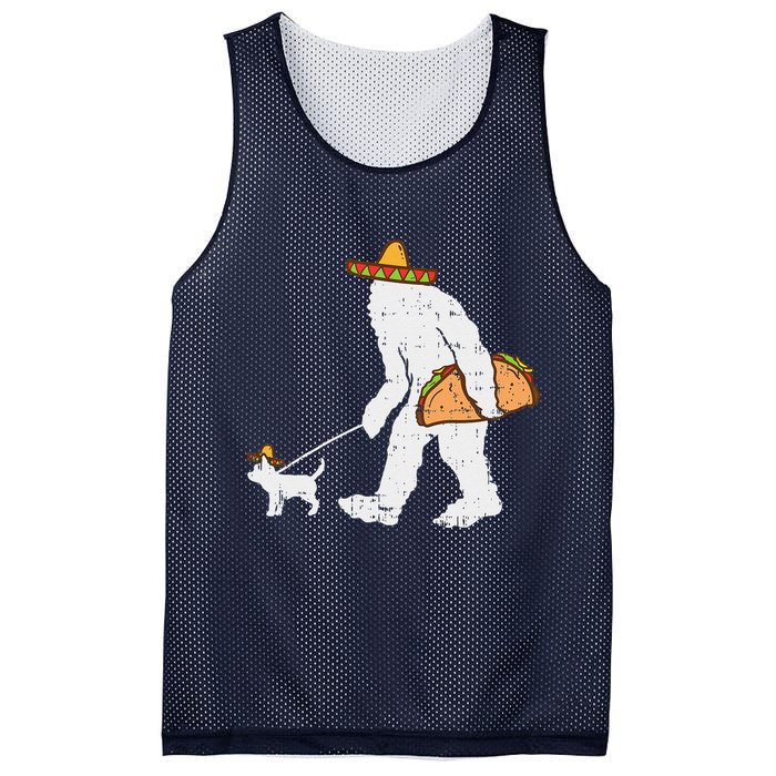 Bigfoot Sasquatch Taco Chihuahua Funny Cinco De Mayo Mexican Mesh Reversible Basketball Jersey Tank