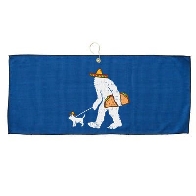 Bigfoot Sasquatch Taco Chihuahua Funny Cinco De Mayo Mexican Large Microfiber Waffle Golf Towel