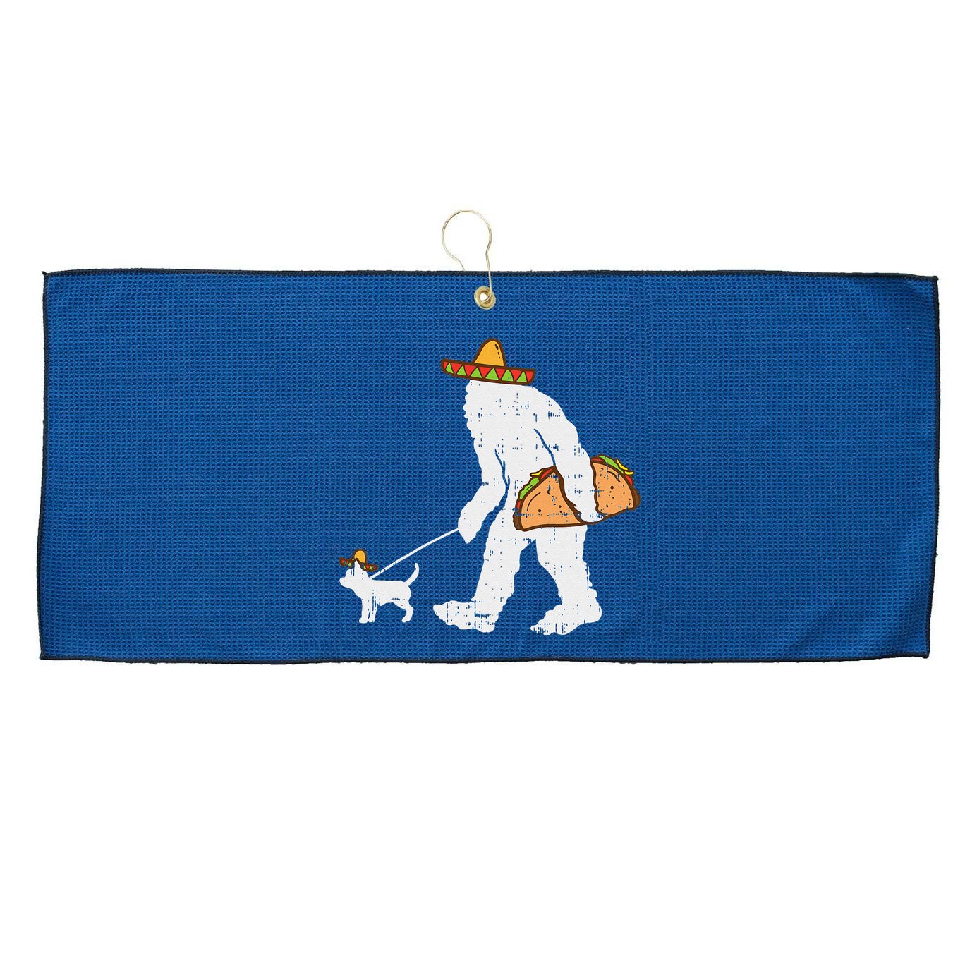 Bigfoot Sasquatch Taco Chihuahua Funny Cinco De Mayo Mexican Large Microfiber Waffle Golf Towel