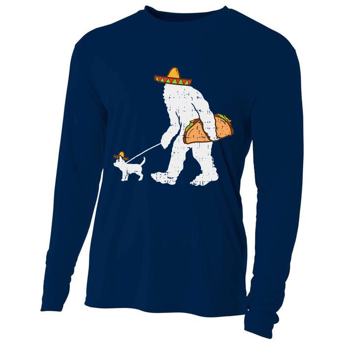 Bigfoot Sasquatch Taco Chihuahua Funny Cinco De Mayo Mexican Cooling Performance Long Sleeve Crew