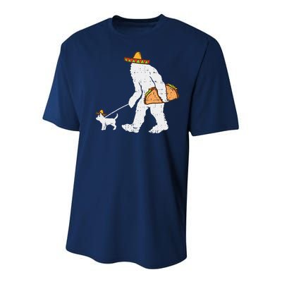 Bigfoot Sasquatch Taco Chihuahua Funny Cinco De Mayo Mexican Youth Performance Sprint T-Shirt