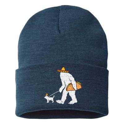 Bigfoot Sasquatch Taco Chihuahua Funny Cinco De Mayo Mexican Sustainable Knit Beanie