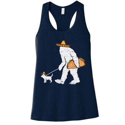 Bigfoot Sasquatch Taco Chihuahua Funny Cinco De Mayo Mexican Womens Tank Top