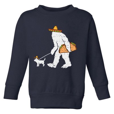 Bigfoot Sasquatch Taco Chihuahua Funny Cinco De Mayo Mexican Toddler Sweatshirt