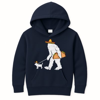 Bigfoot Sasquatch Taco Chihuahua Funny Cinco De Mayo Mexican Kids Hoodie