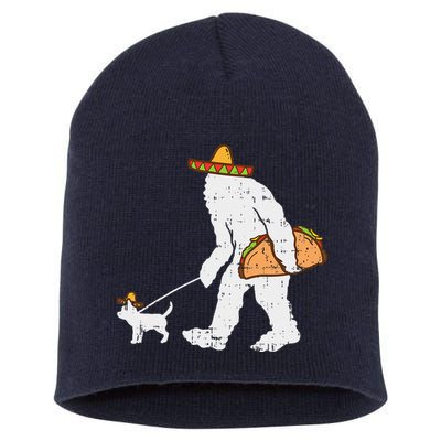 Bigfoot Sasquatch Taco Chihuahua Funny Cinco De Mayo Mexican Short Acrylic Beanie