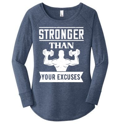 Be Stronger Than Your Excuses Motivational Quotes Gift Women's Perfect Tri Tunic Long Sleeve Shirt