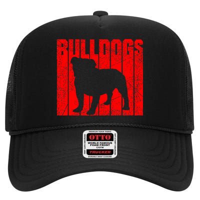 Bulldogs Sports Team Mascot High Crown Mesh Back Trucker Hat