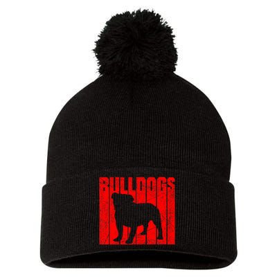 Bulldogs Sports Team Mascot Pom Pom 12in Knit Beanie