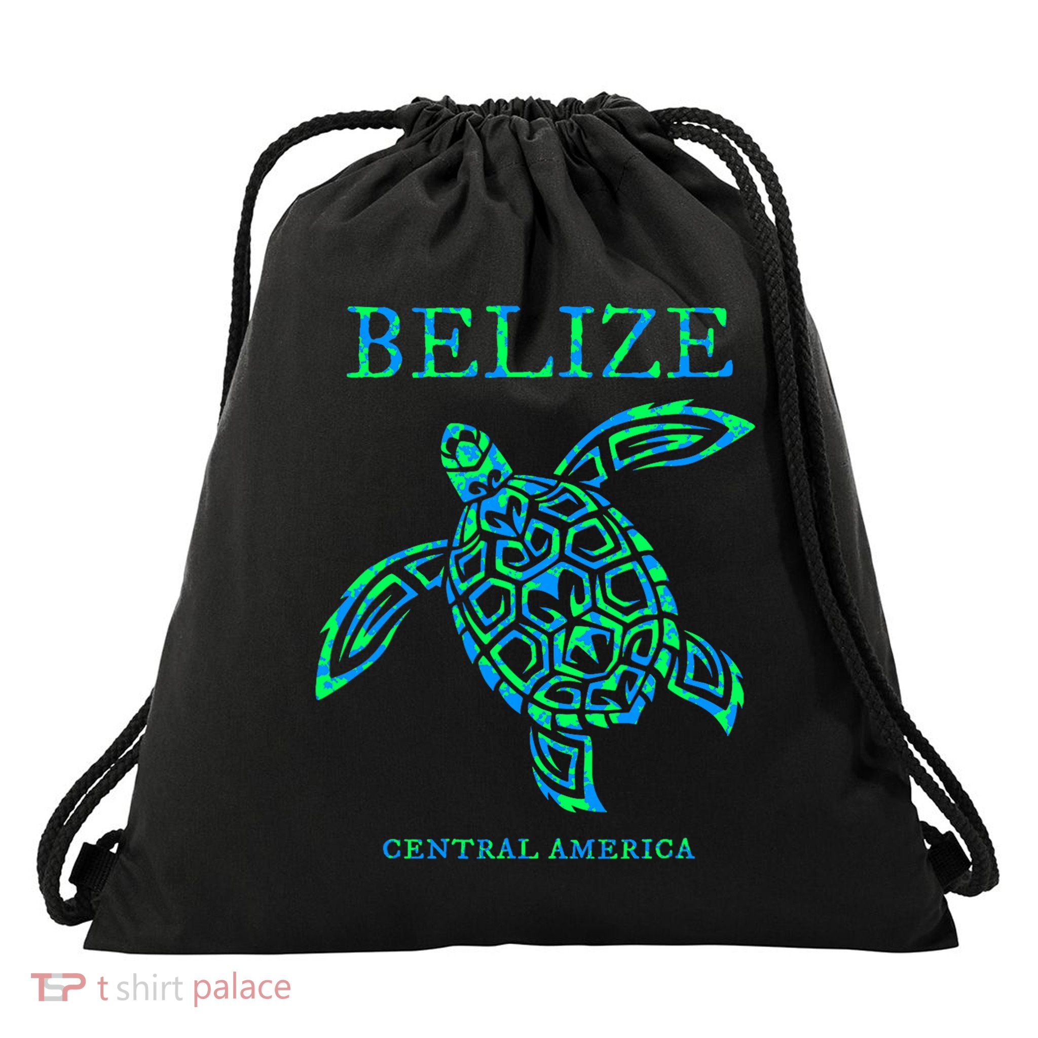 Belize Sea Turtle Retro Boys Girls Womens Vacation Souvenir Drawstring Bag