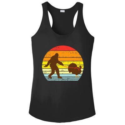 Bigfoot Sasquatch Turkey Sunset Retro Thanksgiving Day Gift Ladies PosiCharge Competitor Racerback Tank