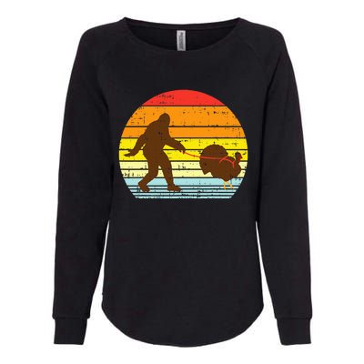 Bigfoot Sasquatch Turkey Sunset Retro Thanksgiving Day Gift Womens California Wash Sweatshirt