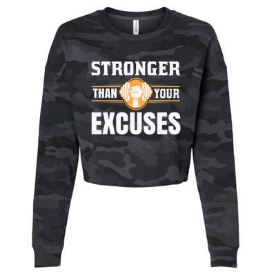 Be Stronger Than Your Excuses Motivational Quotes Cute Gift Cropped Pullover Crew