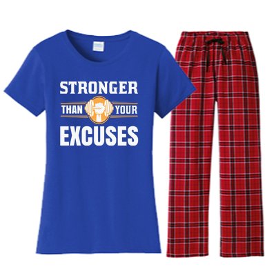 Be Stronger Than Your Excuses Motivational Quotes Cute Gift Women's Flannel Pajama Set