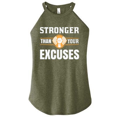 Be Stronger Than Your Excuses Motivational Quotes Cute Gift Women’s Perfect Tri Rocker Tank