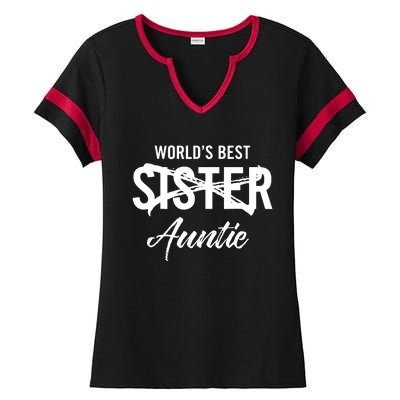 Best Sister To Aunt Pregnancy Announcement Ladies Halftime Notch Neck Tee