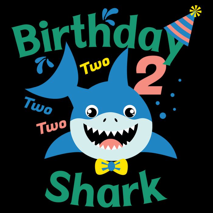 Birthday Shark Two Two Two 2nd Birthday Party Stripe Pom Pom Beanie